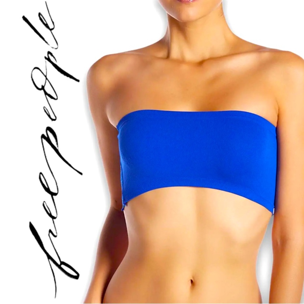 Free People Intimately Nina Bandeau Bra, Strapless Bralette Blue Flame Size S